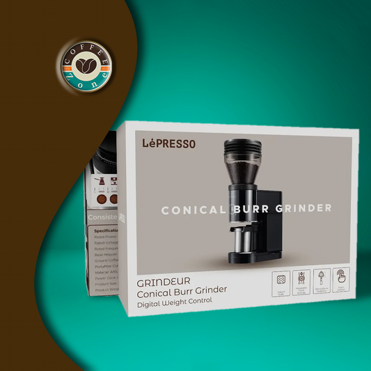 LePresso Grindeur Conical Burr Grinder with Digital Weight Control - Black