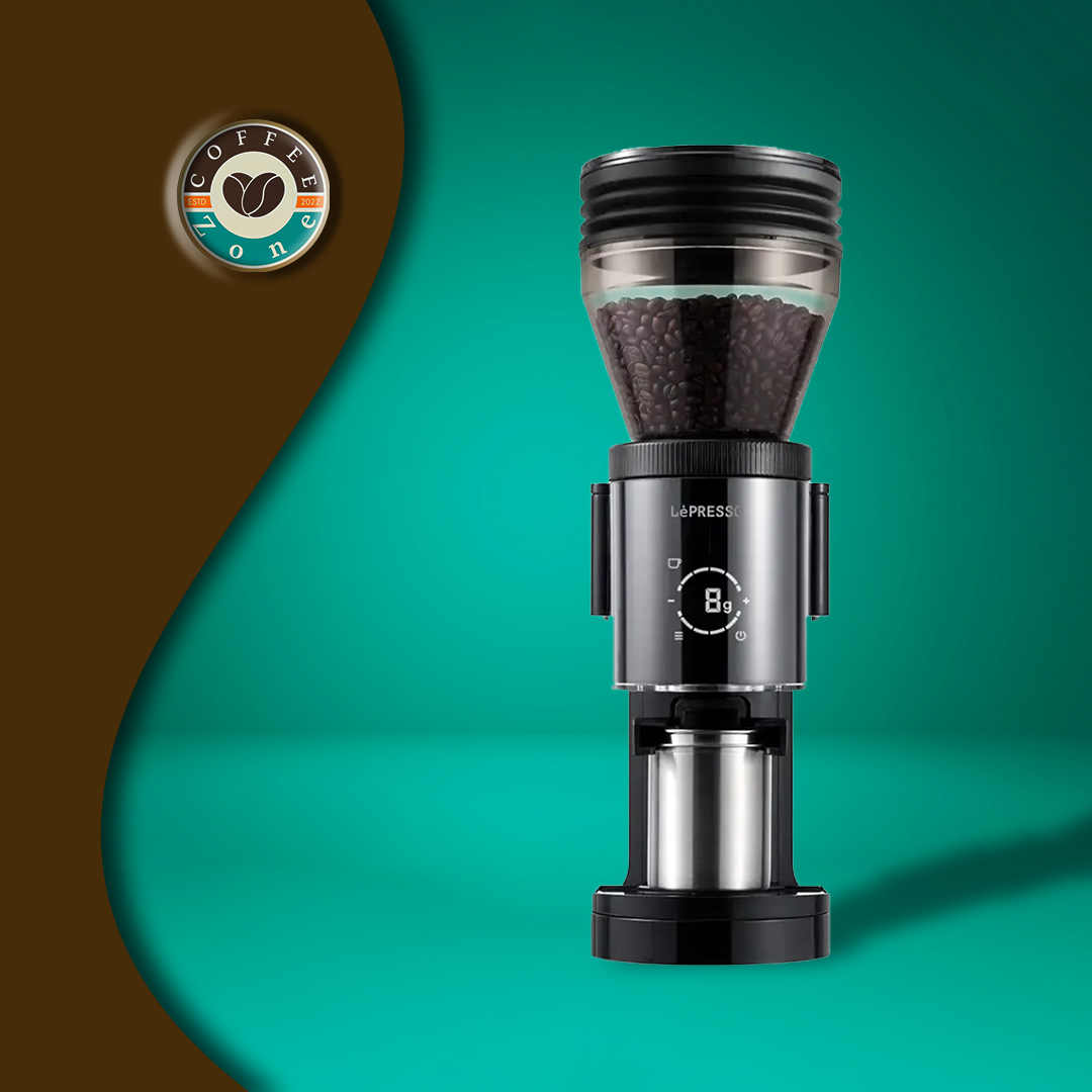 LePresso Grindeur Conical Burr Grinder with Digital Weight Control - Black
