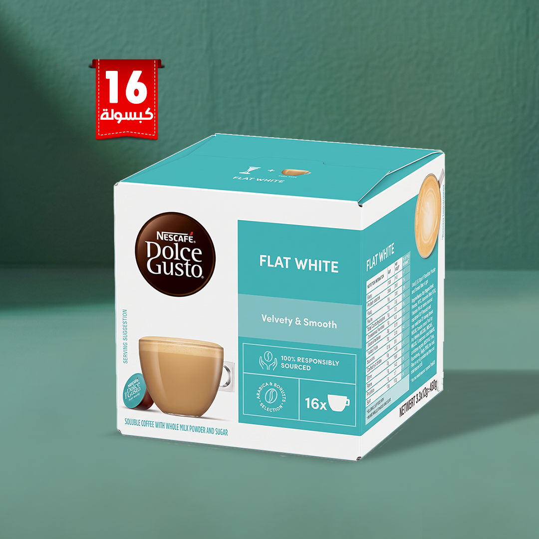 NESCAFÉ Dolce Gusto Capsules, Flat White – Box of 16 Pods/16 Servings
