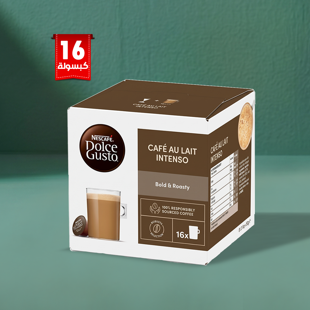 NESCAFÉ Dolce Gusto Capsules, Café Au Lait Intenso – Box of 16 Pods/16 Servings