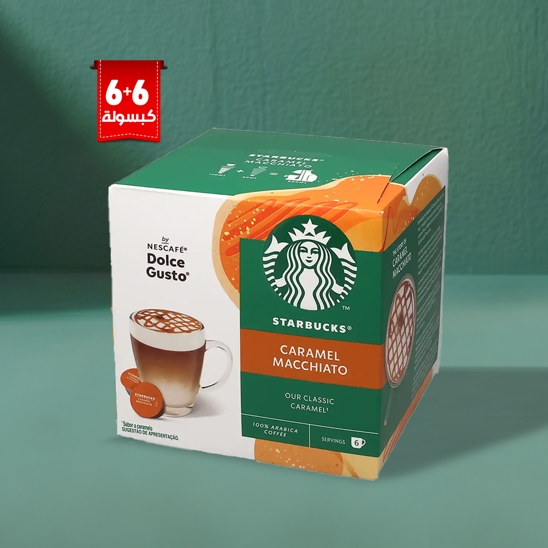 Starbucks Dolce Gusto Capsules by NESCAFÉ, Caramel Macchiato – Box of 6+6 Pods/6 Servings